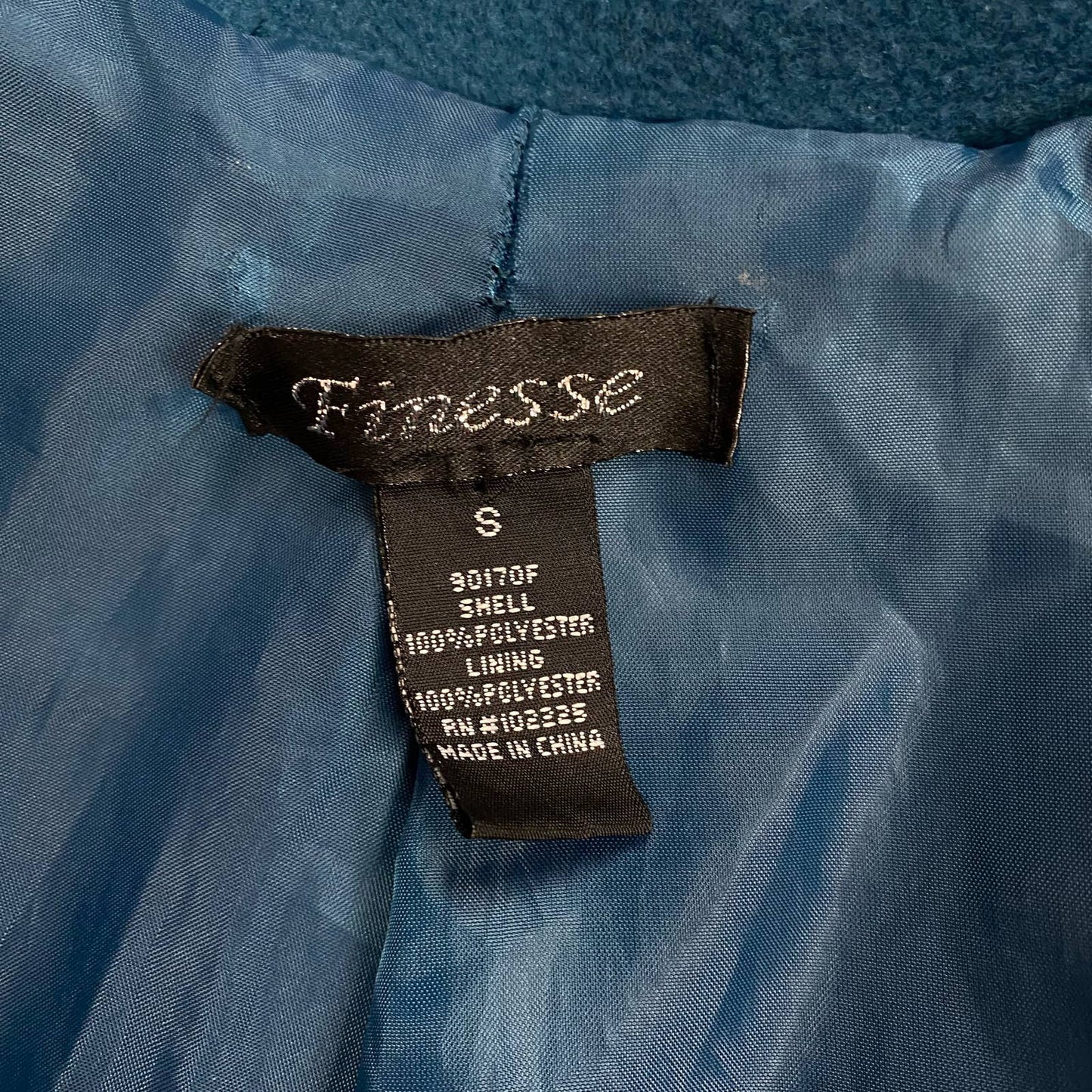 Secondhand Finesse Double Breasted Long Teal Jacket, Size Small