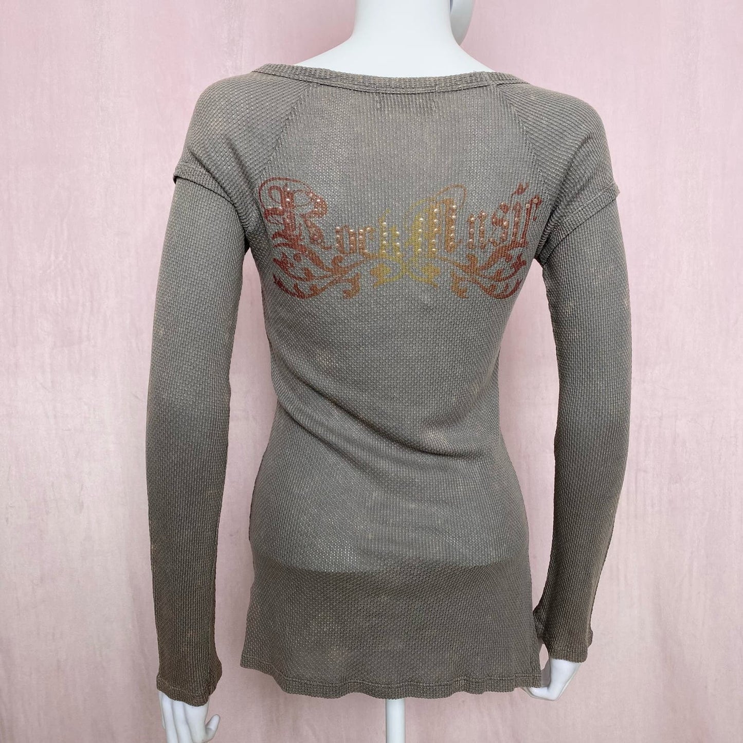 Y2K Anama Rock Graphic Grunge Asymmetrical Long Sleeve, Size Large