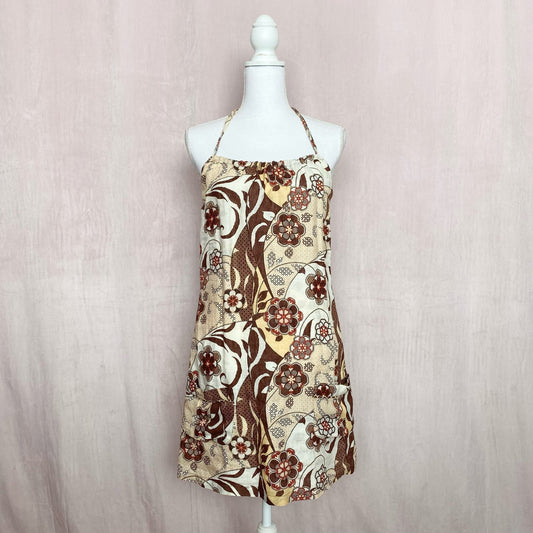 Y2K Flaxseed Floral Halter Mini Dress, Size Small