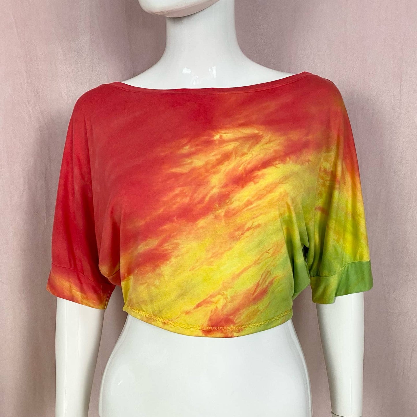 Upcycled Mijo Tie Dye Crop Short Sleeve Top, Size Medium