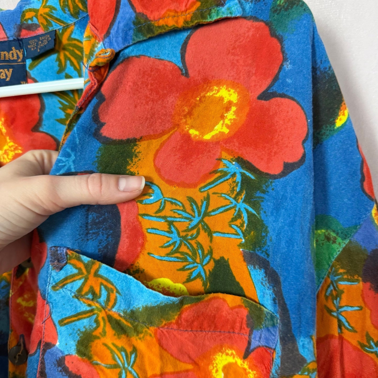 Upcycled Vintage Crop Hawaiian Shirt, Size Large