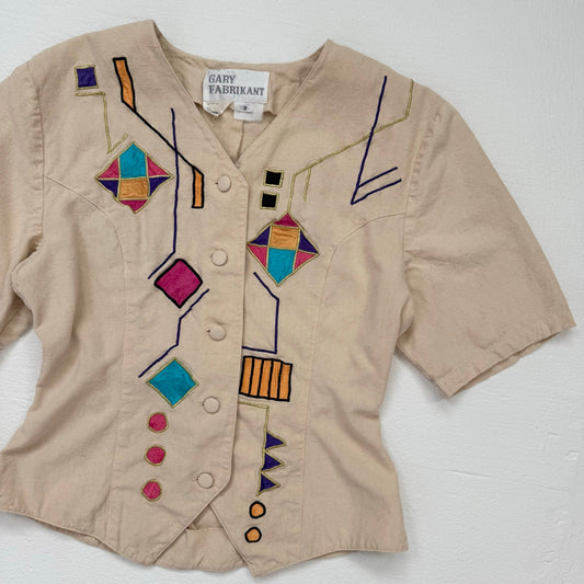 Vintage Gary Fabrikant Silk Button Up Blouse, Size 2