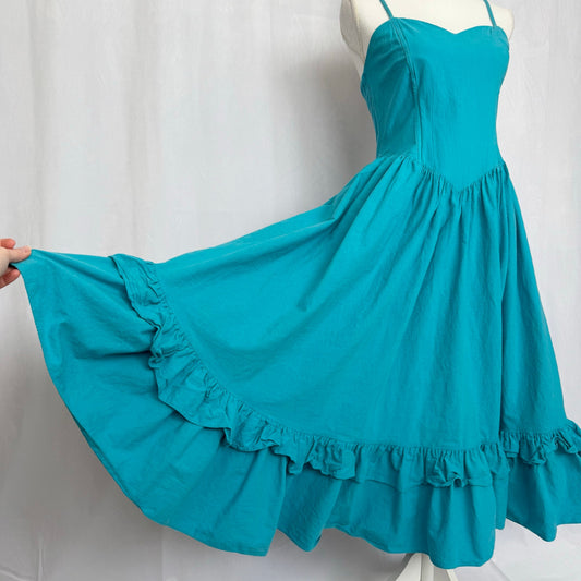Vintage Impromptu Fit & Flare Ruffle Hem Midi Dress, Size 7/8