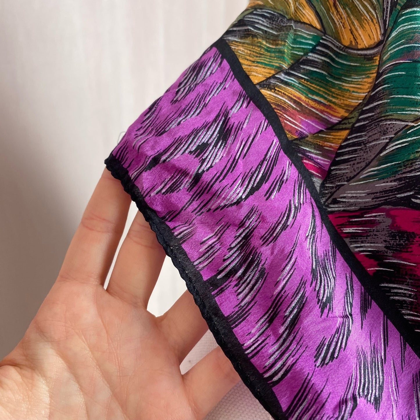 Vintage Oscar De La Renta Silk Leaf Print Scarf