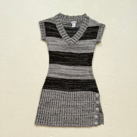 Y2K Stripe Knit Mini Sweater Dress, Size Medium