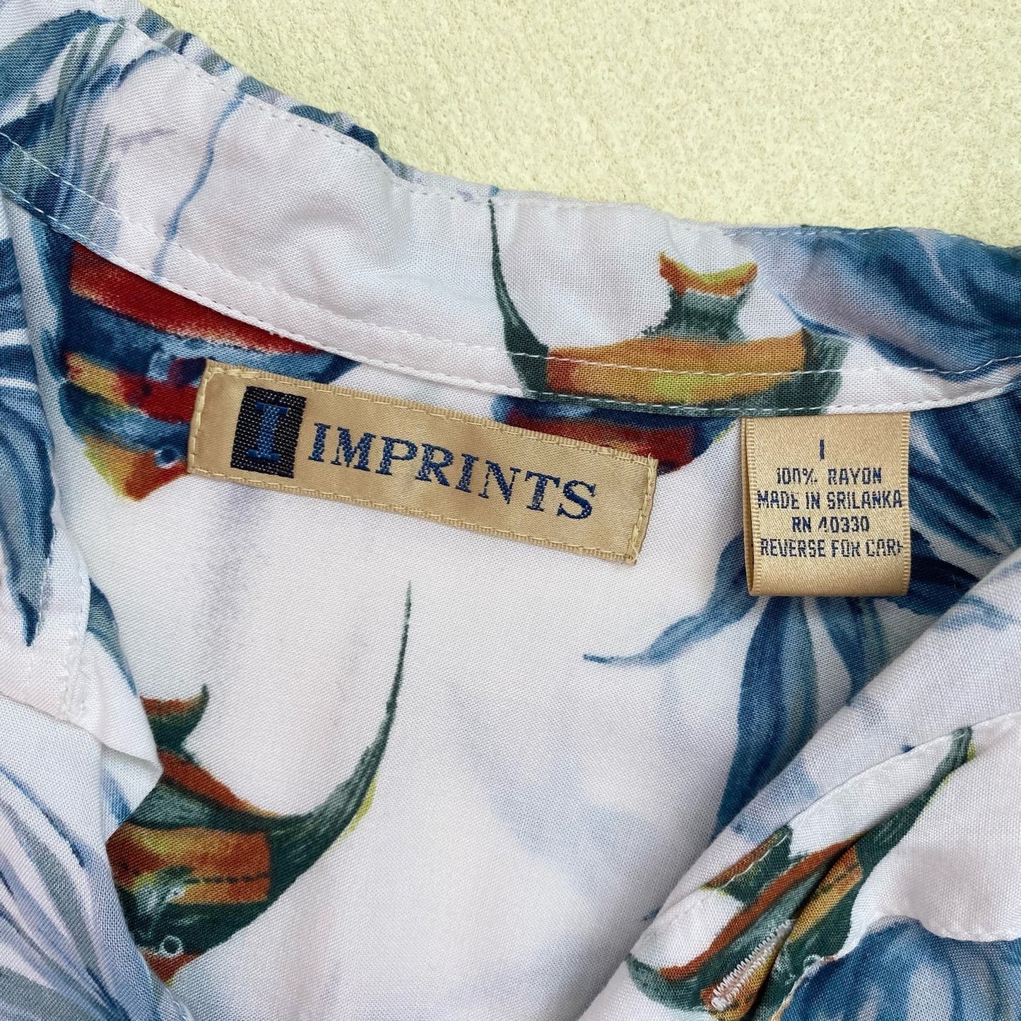 Upcycled Vintage Fish Print Button Two Piece Skirt Set, Size M/L