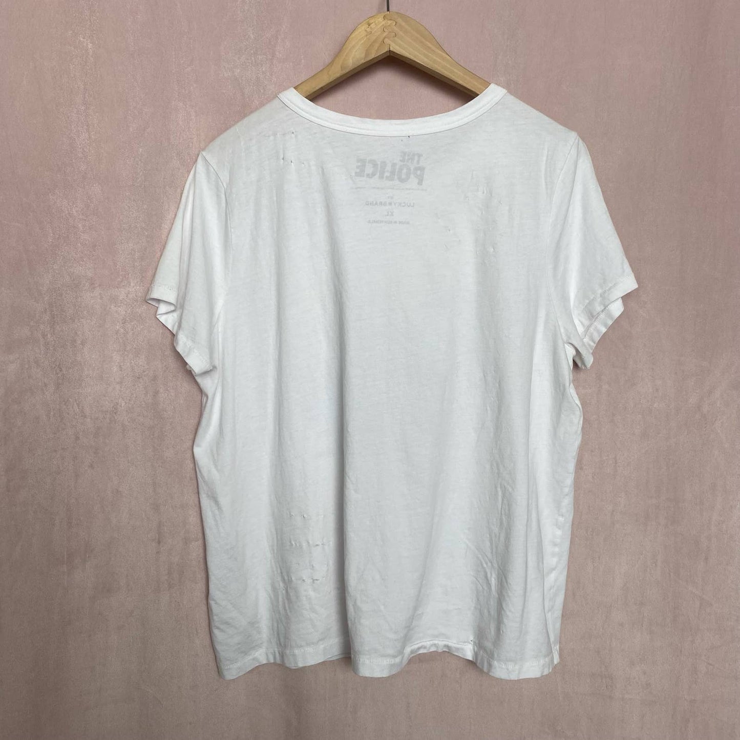 Reworked The Police x Lucky Brand Distressed Tee, Size XL