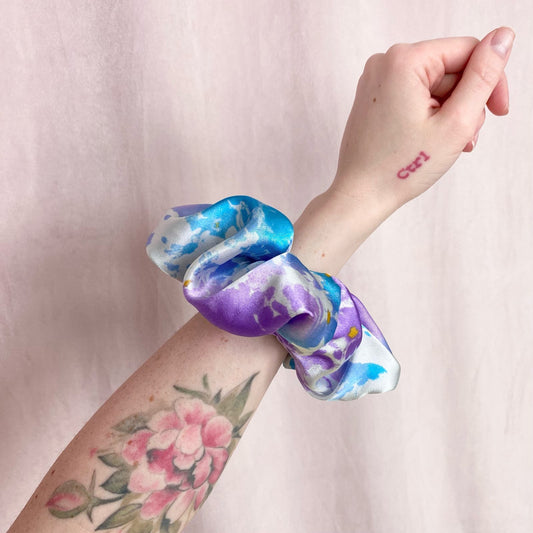 Scrap Fabric Floral Satin Jumbo Scrunchie