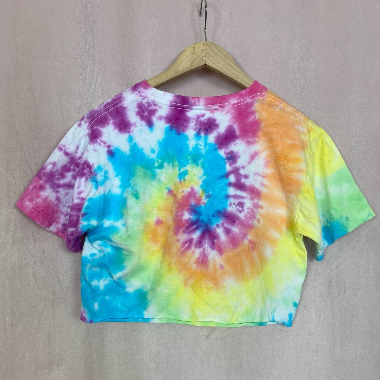 Reworked I Heart NY Rainbow Tie Dye Crop Tee, Size Small