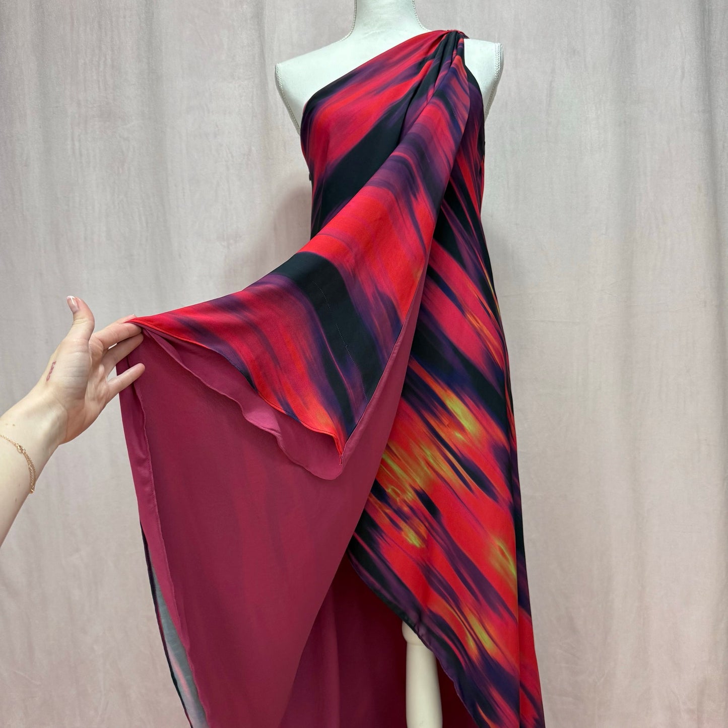 Secondhand Halston Heritage One Shoulder Printed Drape Gown, Size Small