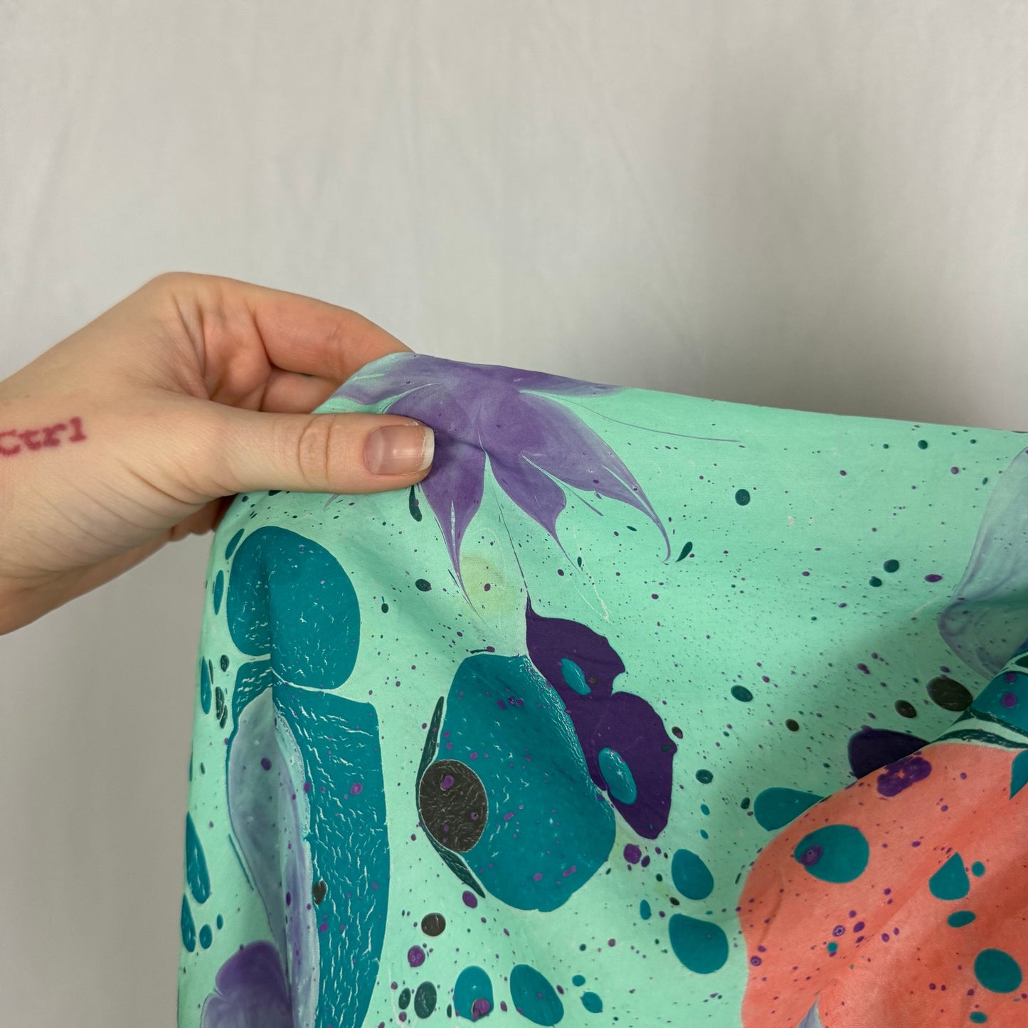 Secondhand Silk Turquoise Abstract Print Scarf
