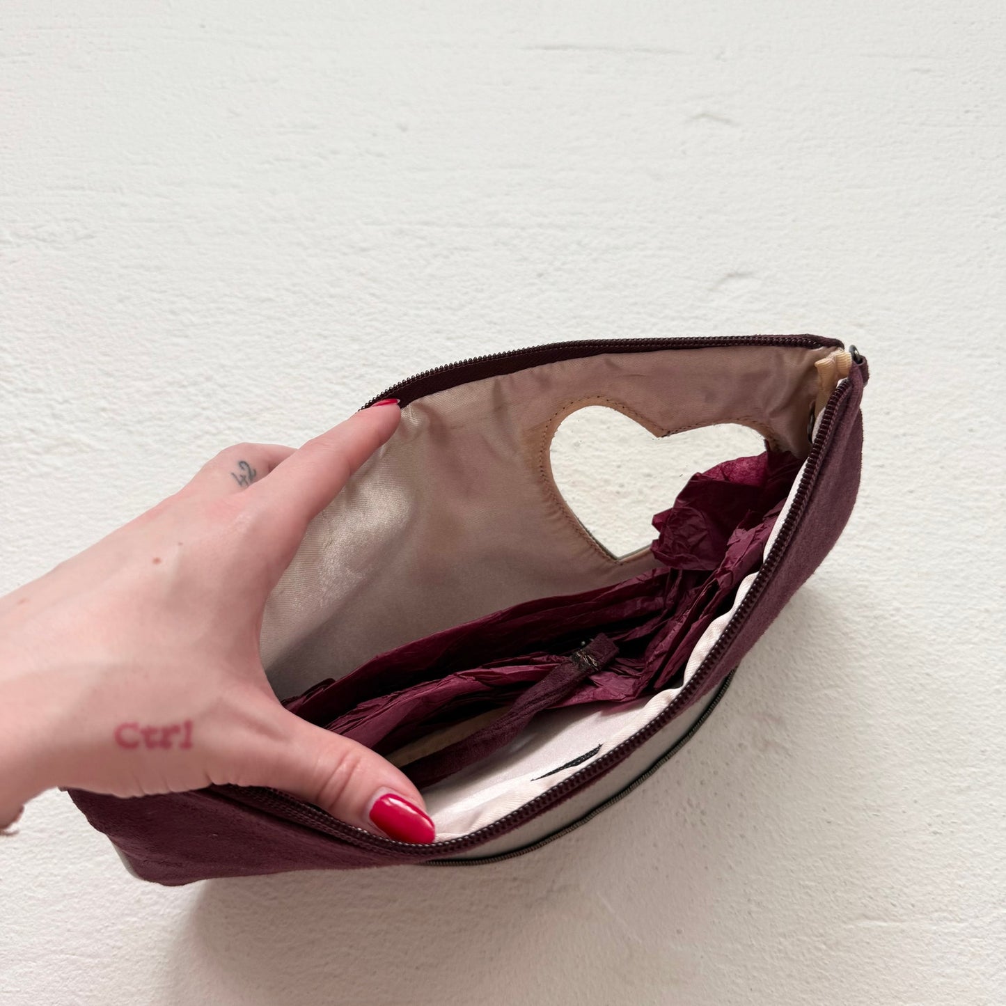 Y2K Victoria’s Secret Plum Suede Heart Cutout Shoulder Bag