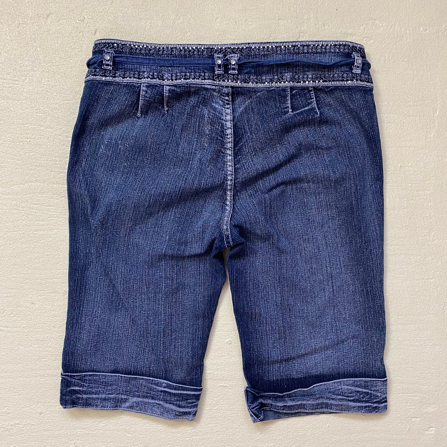 Y2K Y-Jeans Low Rise Rhinestone Cuffed Capri Jeans, Size 9