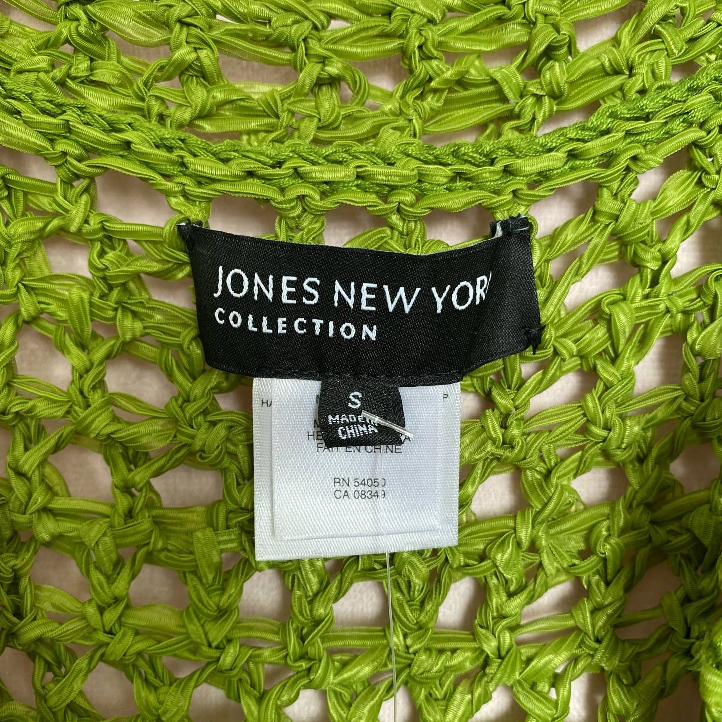 Preowned Jones New York Green Crochet Short Sleeve Sweater, Size Small