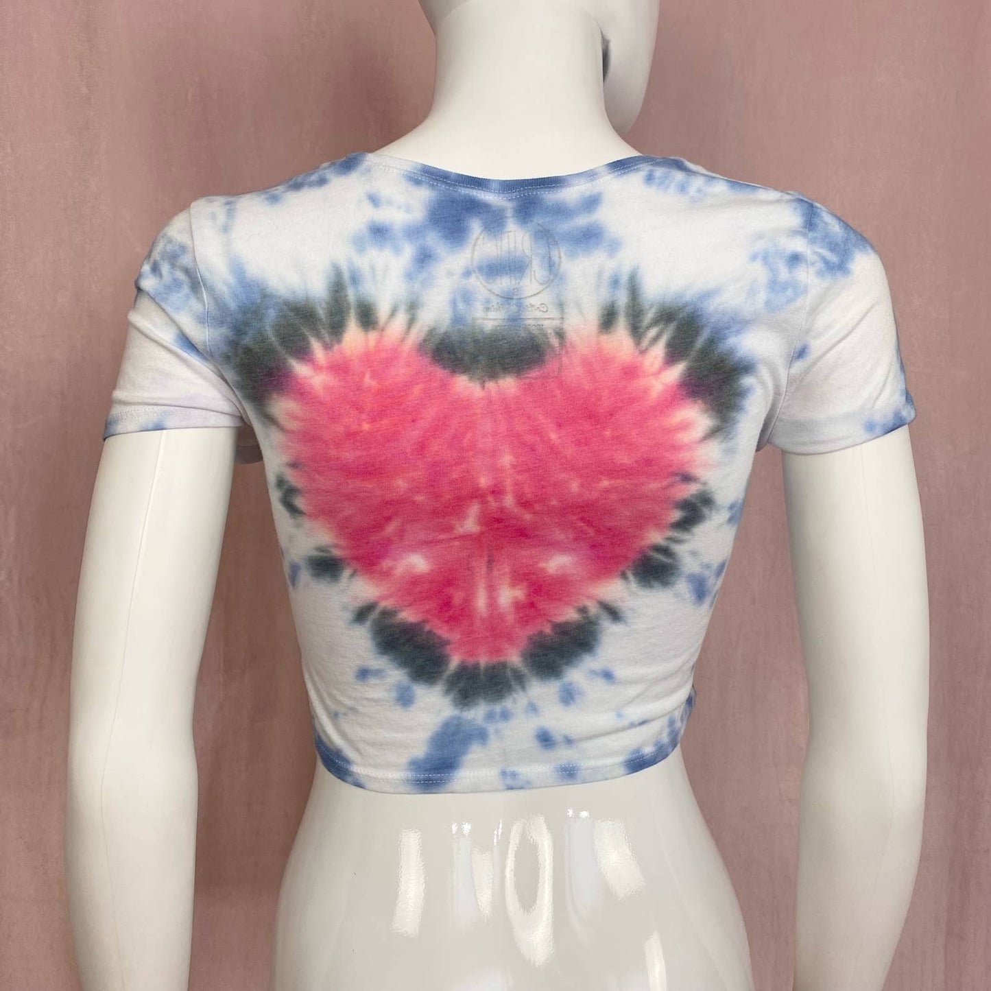 Reworked Critic Heart Tie Dye Crop Baby Tee, Size Small