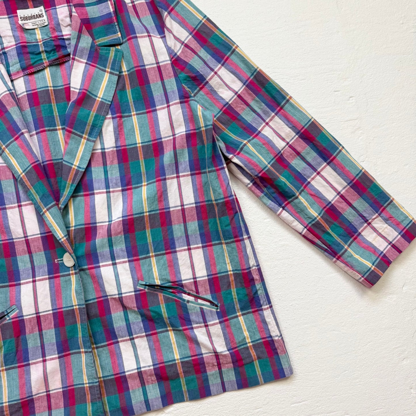 Vintage 80s Country Suburbans Plaid Blazer, Size 16