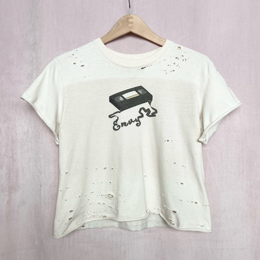 Reworked Envy NY Retro Workout VCR Distressed Tee, Size Small