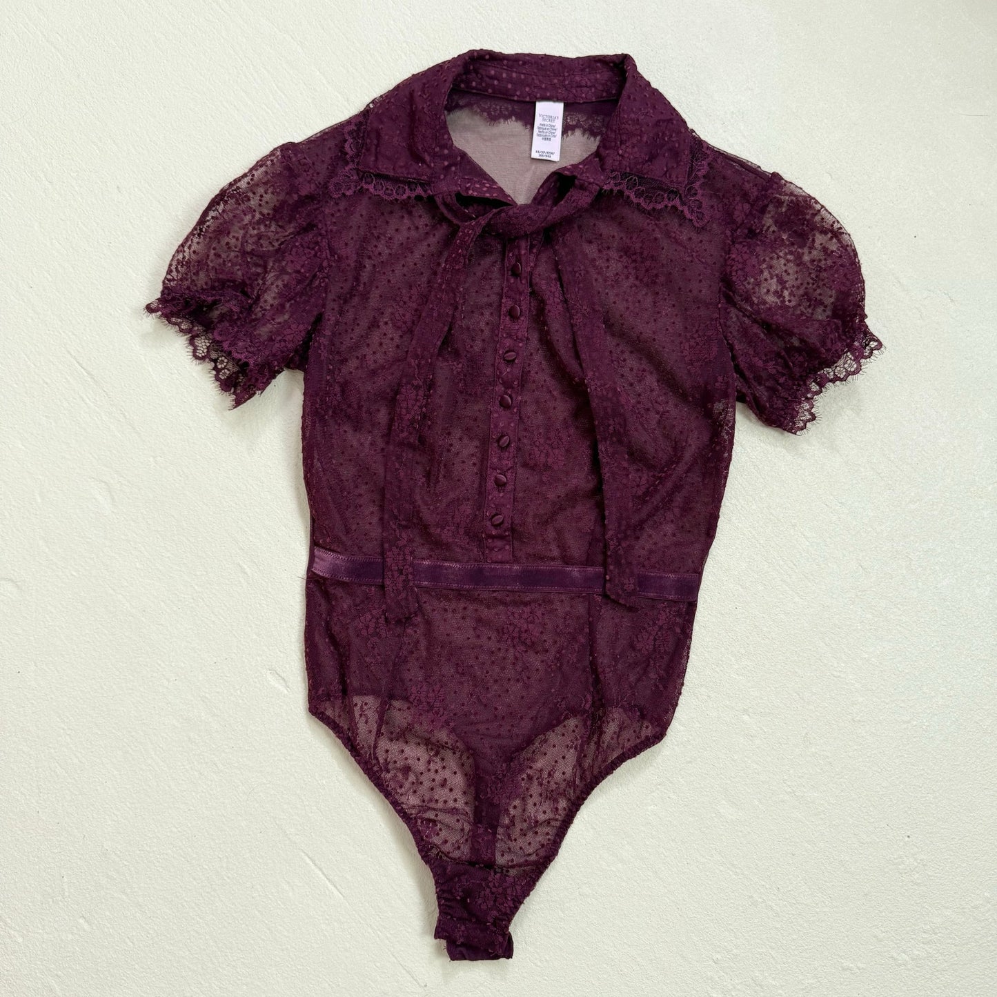 Secondhand Victoria's Secret Floral Mesh Lace Bodysuit, Size XS