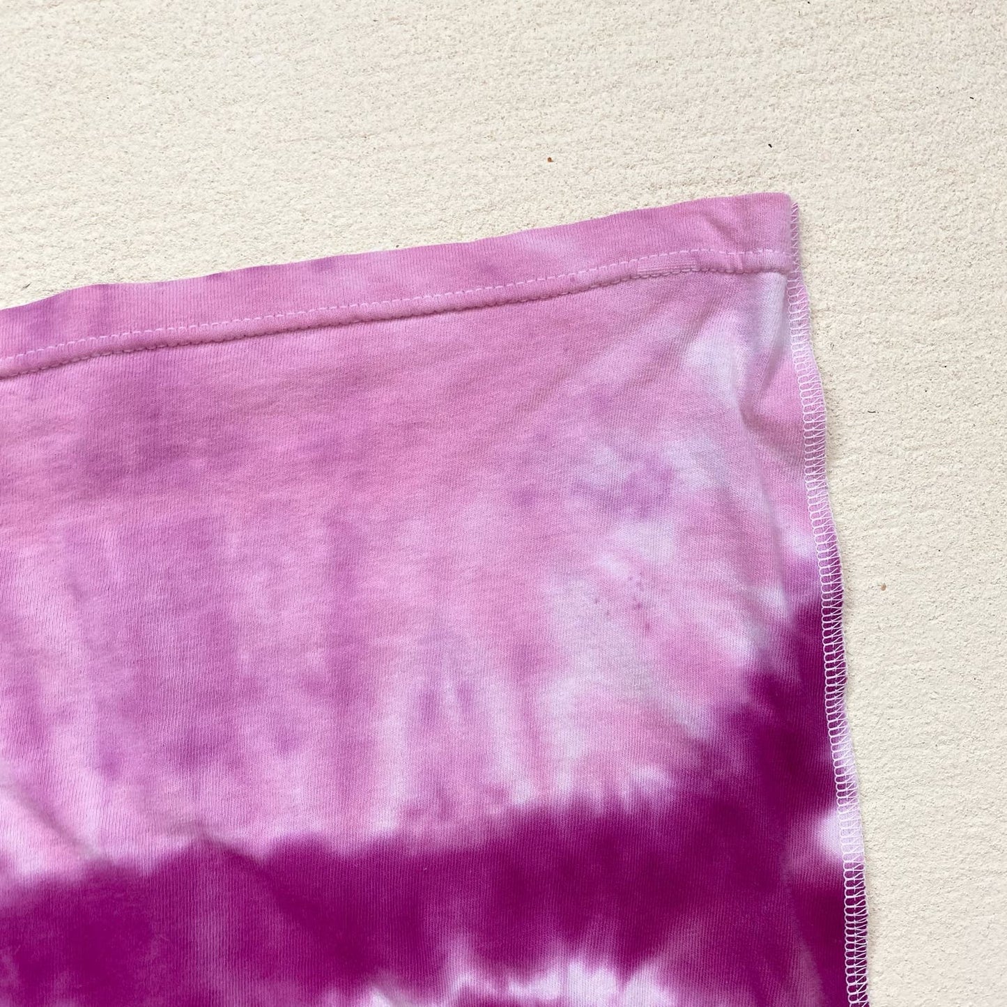 Scrap Fabric Distressed Pink Tie Dye Crop Tube Top, Size Large