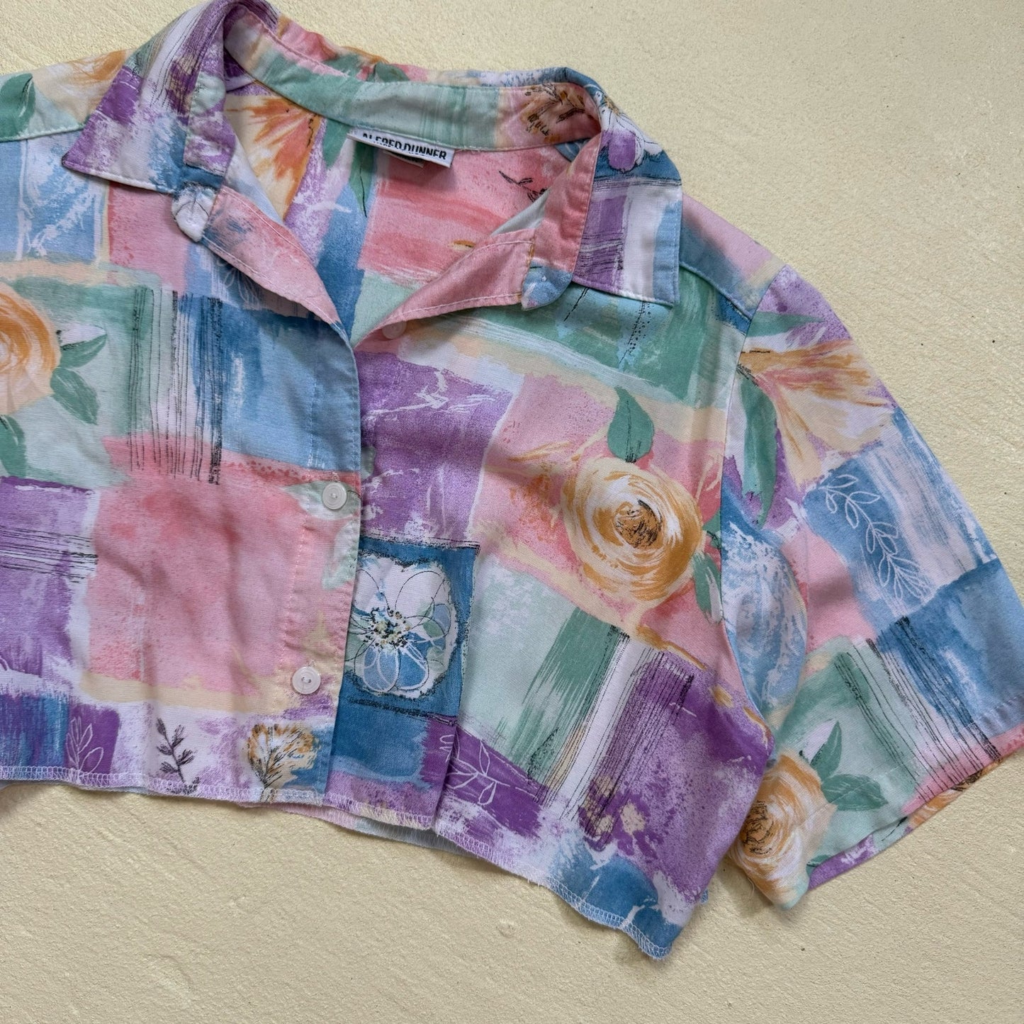 Upcycled Vintage Alfred Dunner Crop Button Up, Size 14