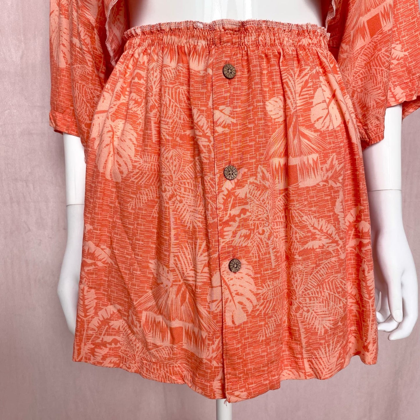 Upcycled Hawaiian Crop Button Up Shirt & Skirt Set, Size Large