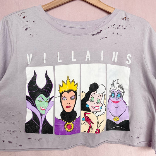 Reworked Disney Villains Distressed Crop Tee, Size 1X