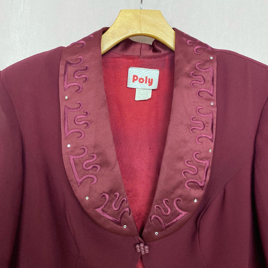 Vintage Poly Chiffon Short Sleeve Shrug Crop Jacket, Size XXL