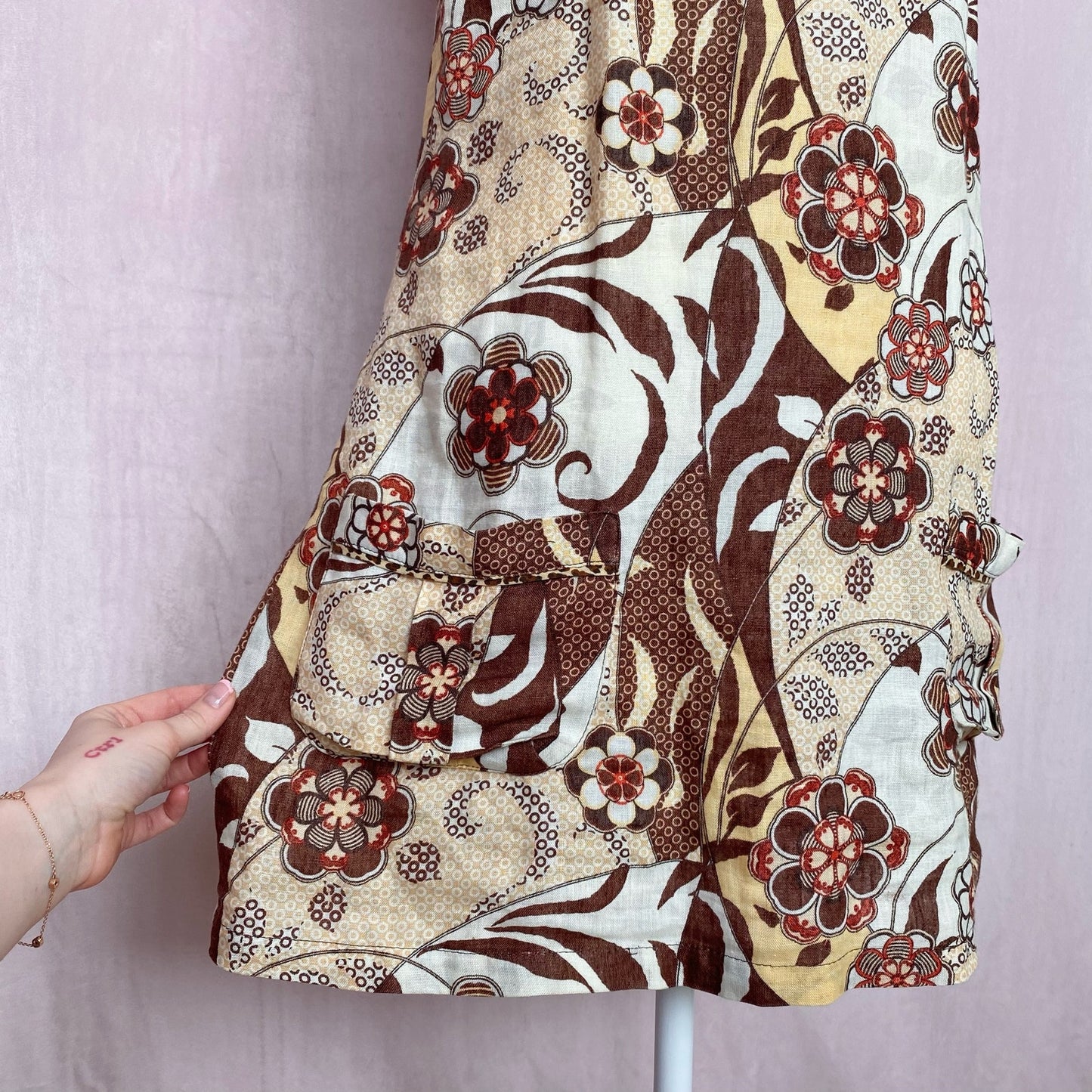 Y2K Flaxseed Floral Halter Mini Dress, Size Small