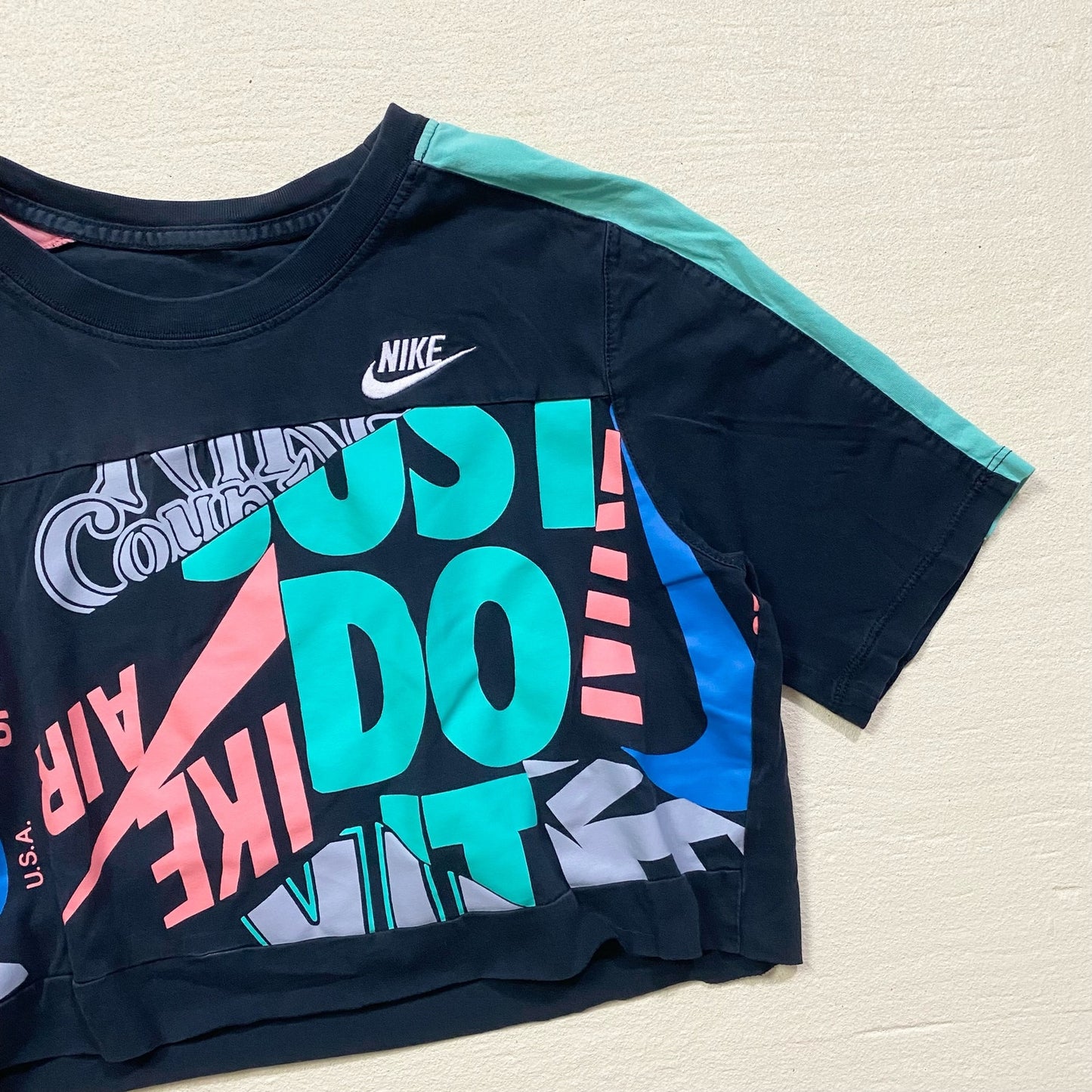 Reworked Nike All Over Print Crop Graphic Tee, Size XL