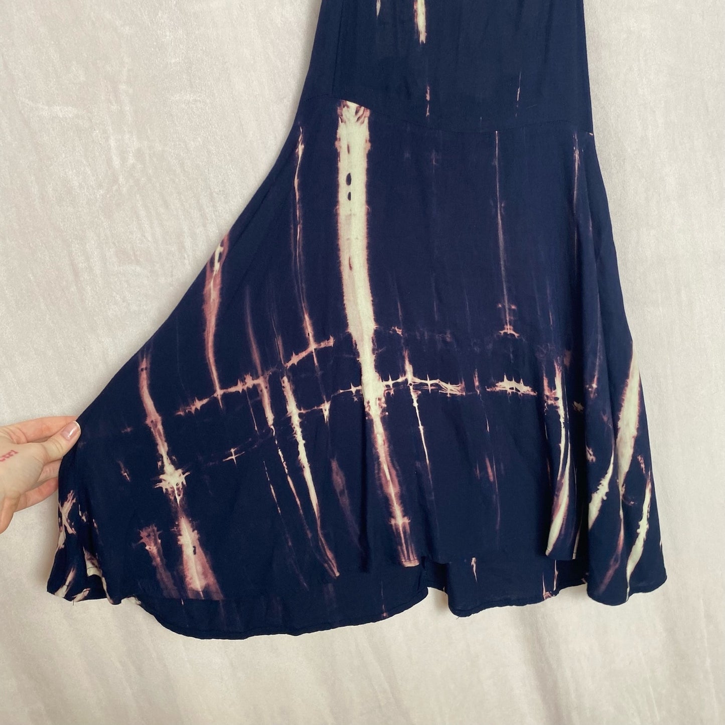 Secondhand Millau Boho Navy Tie Dye Flowy Mini Dress, Size Medium