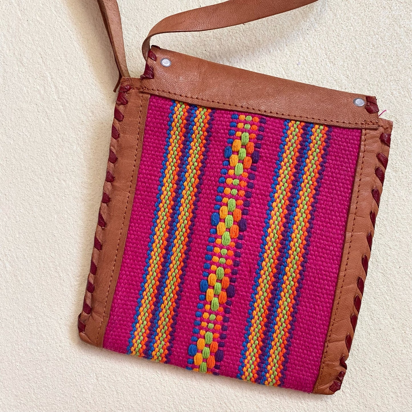 Vintage Oaxaca Tooled Leather Pouch Crossbody Small Bag