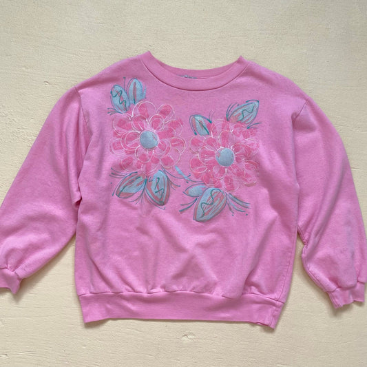 Vintage Title IX Pink Floral Crewneck Sweatshirt, Size Large