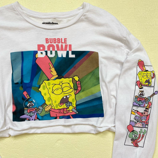 Reworked Spongebob Bubble Bowl Crop Long Sleeve, Size 3XL