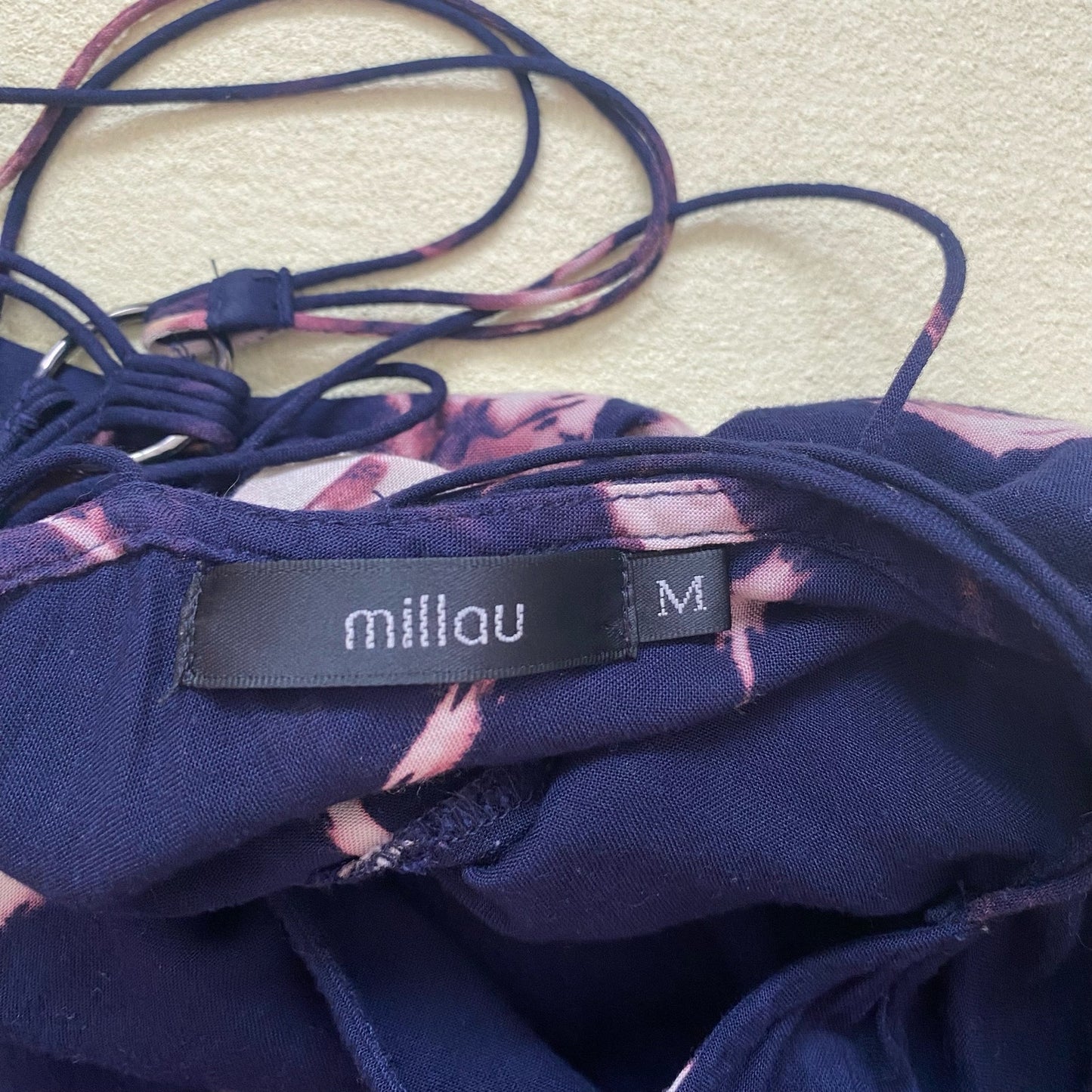 Secondhand Millau Boho Navy Tie Dye Flowy Mini Dress, Size Medium