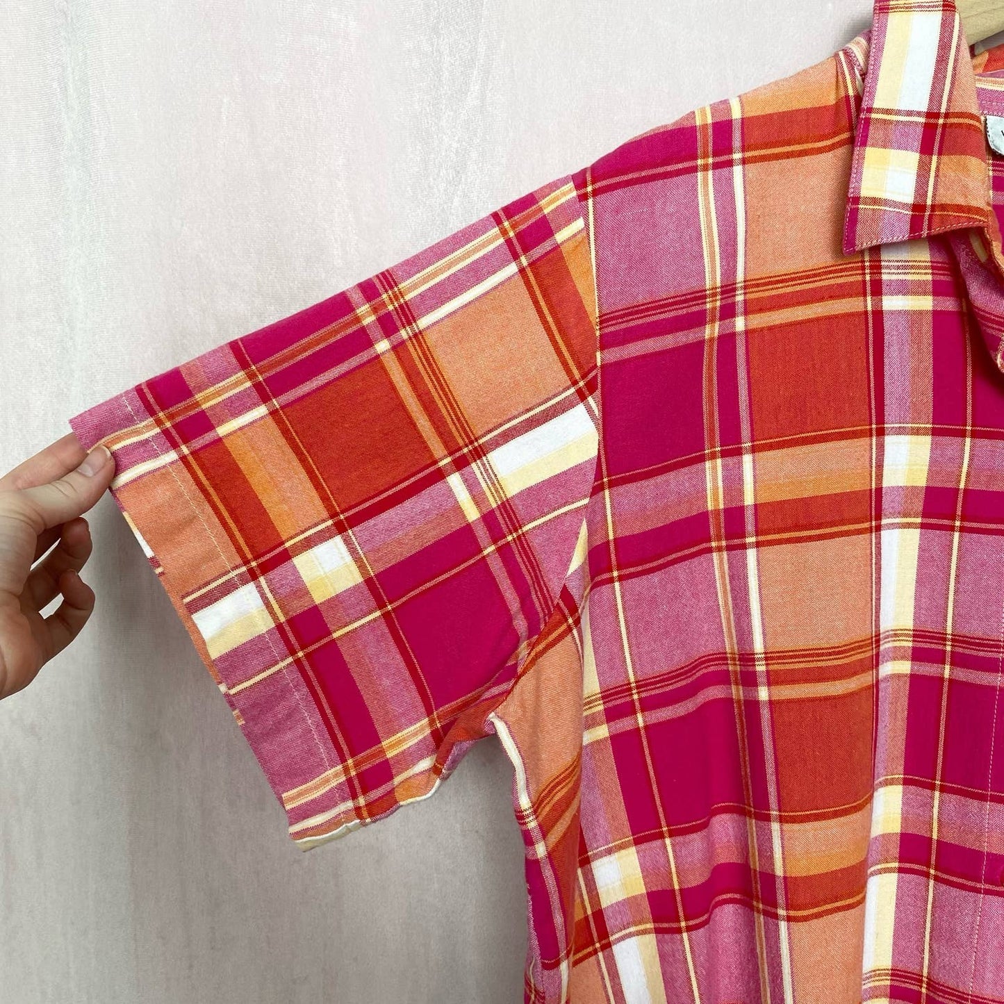 Vintage Victoria Jones Plaid Short Sleeve Button Up Shirt, Size 1X