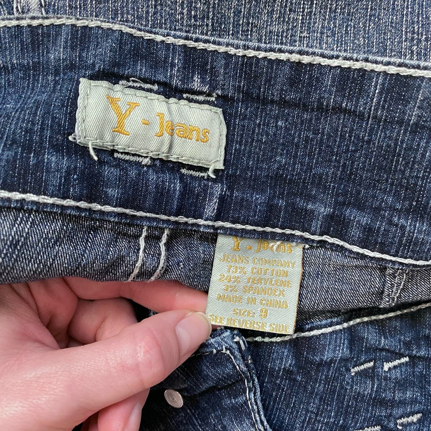 Y2K Y-Jeans Low Rise Rhinestone Cuffed Capri Jeans, Size 9