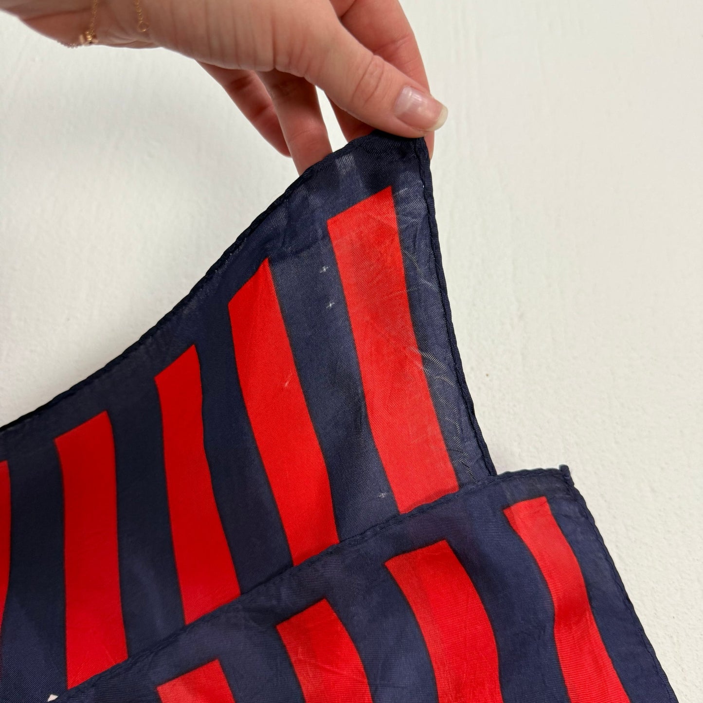 Vintage Silk Abstract Stripe Square Scarf