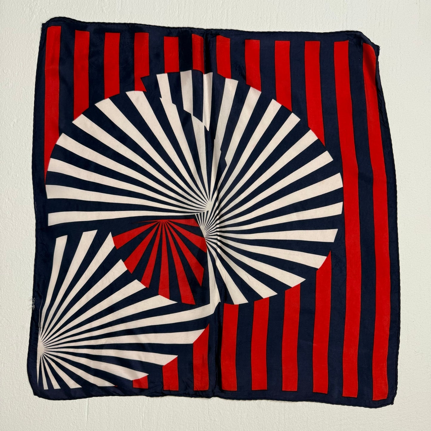Vintage Silk Abstract Stripe Square Scarf
