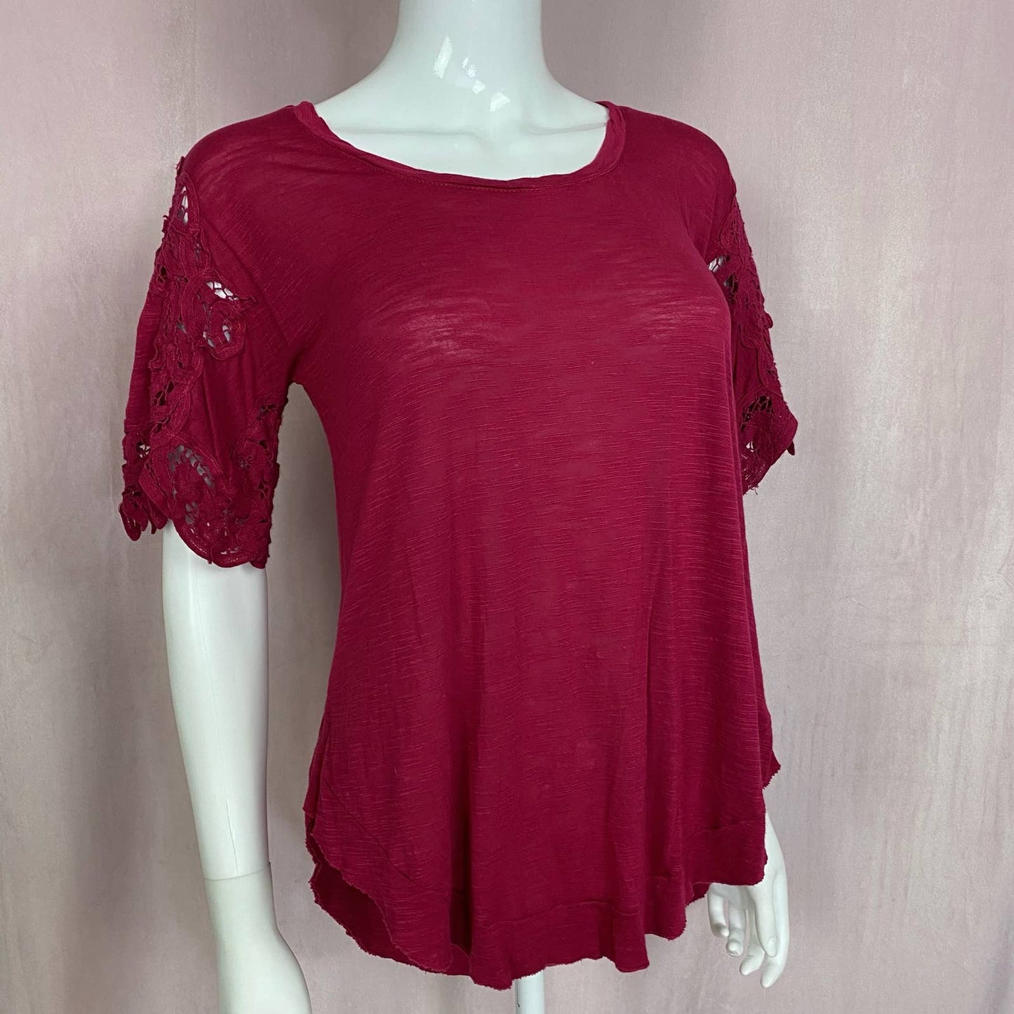 Secondhand Free People Lace Sleeve Knit Top, Size XS