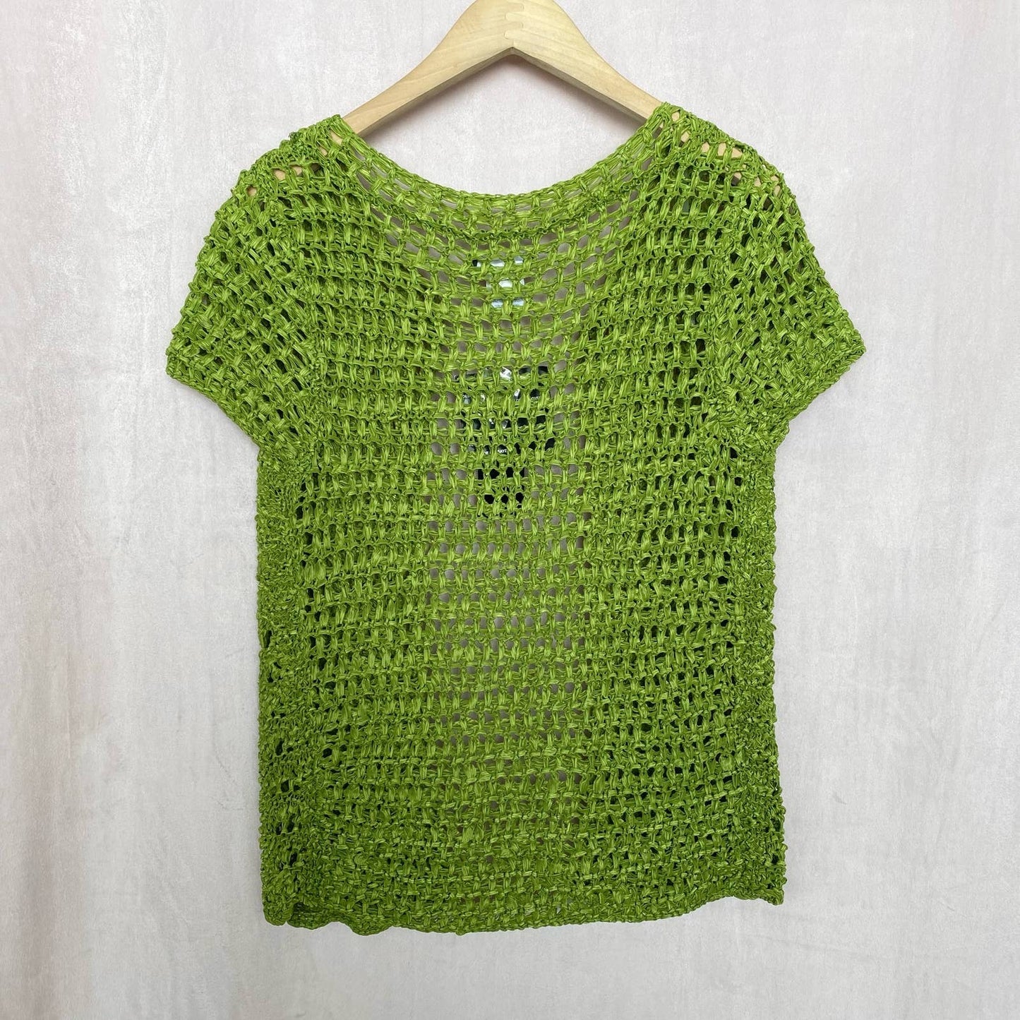 Preowned Jones New York Green Crochet Short Sleeve Sweater, Size Small