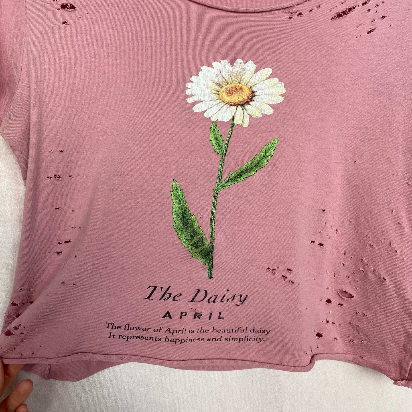 Reworked Cotton On Distressed Daisy Crop Tee, Size XXS