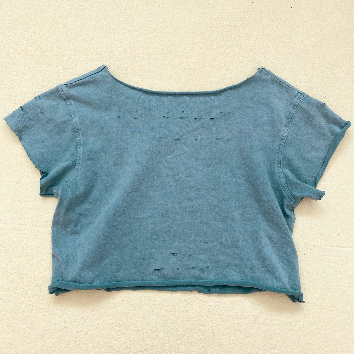 Reworked Distressed Biker Graphic Crop Baby Tee, Size XS