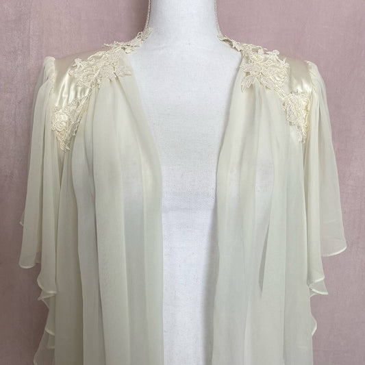 Vintage F Cera Hilrsoz Lace Sheer Kimono, Size Large