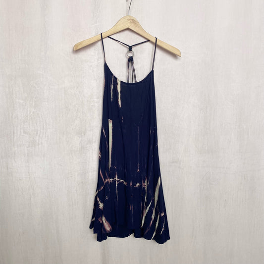 Secondhand Millau Boho Navy Tie Dye Flowy Mini Dress, Size Medium