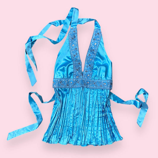 Vintage Frederick’s of Hollywood Satin Halter Tank Top, Size Large