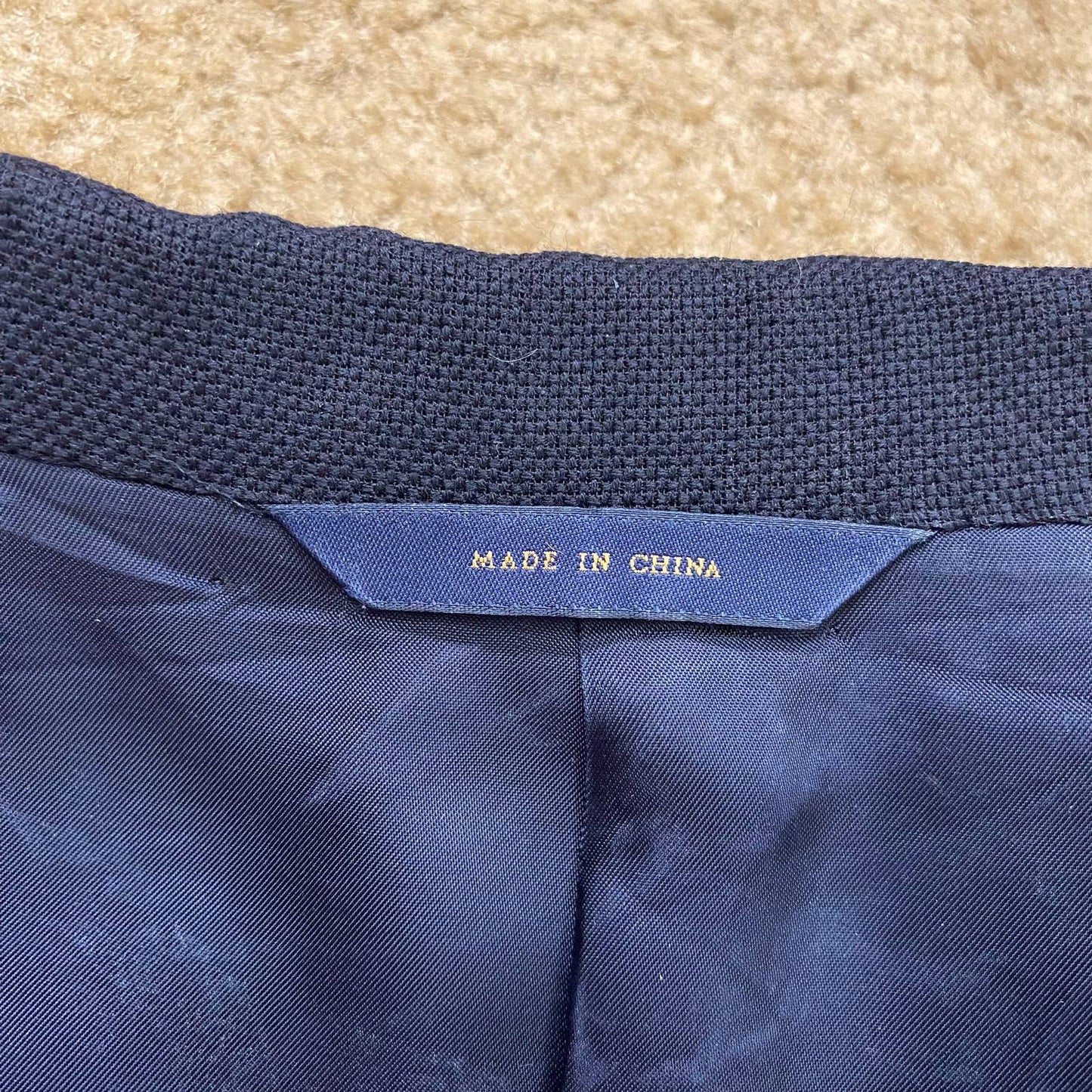 Upcycled Vintage Blazer Set in Navy Blue, Size Small