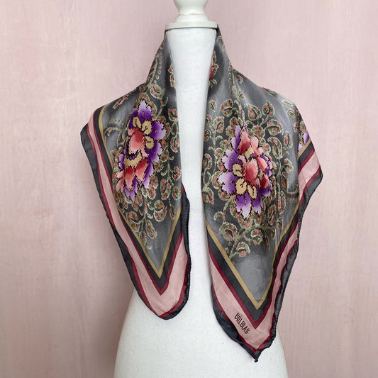 Vintage Bill Blass Floral Silk Scarf Shawl