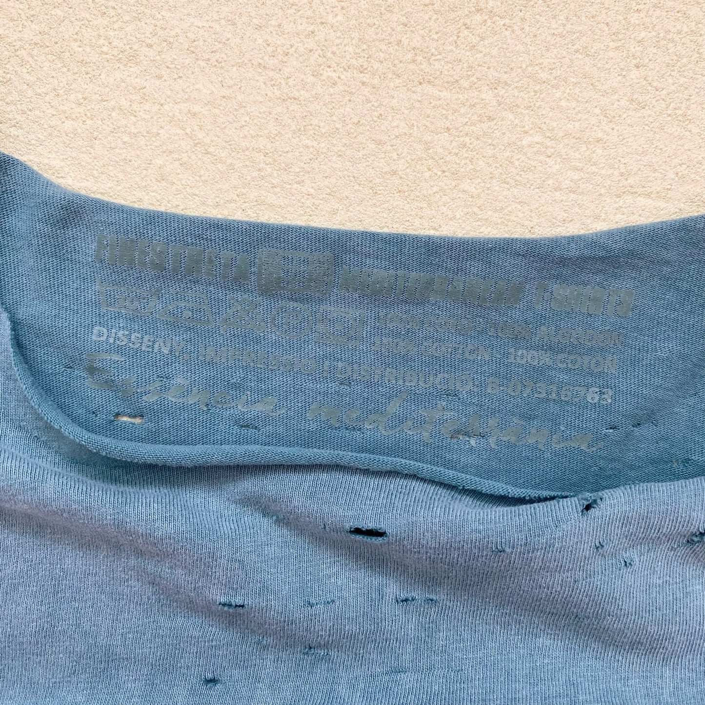 Reworked Distressed Biker Graphic Crop Baby Tee, Size XS