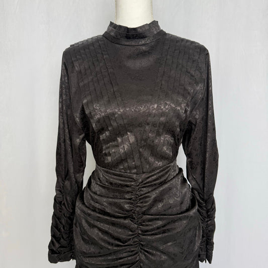 Secondhand Hunter Bell Ariana Dress Black Satin Floral, Size 8