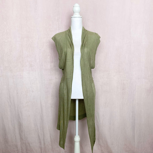 Secondhand Absolutely Green Knit Open Front Long Cardigan, Size Medium